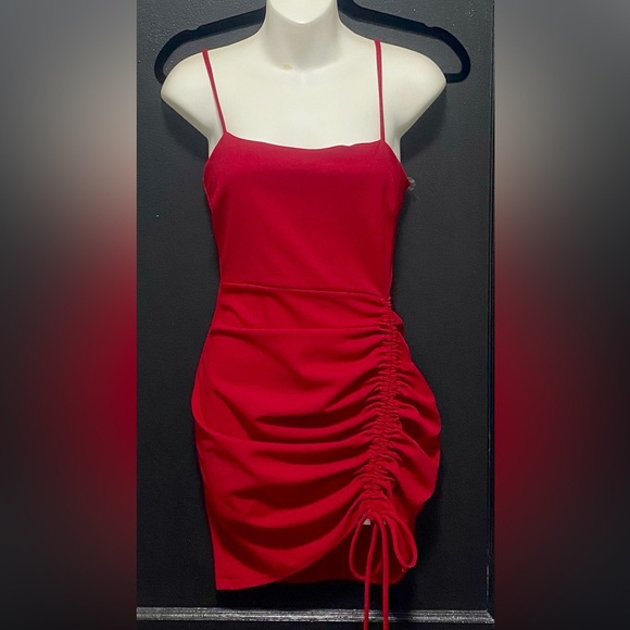 NWT Windsor Red Ruched Mini Dress - Picture 4 of 7